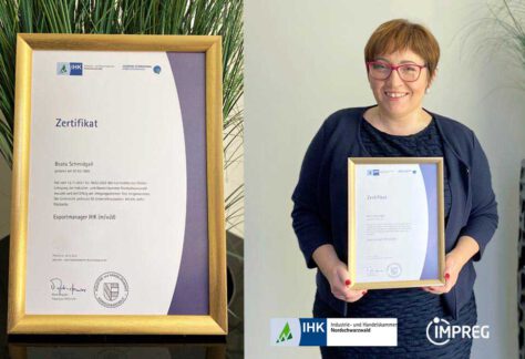 Erfolgreiche Mitarbeiter Weiterbildung bei der IMPREG GmbH zum zertifizierten IHK Exportmanager