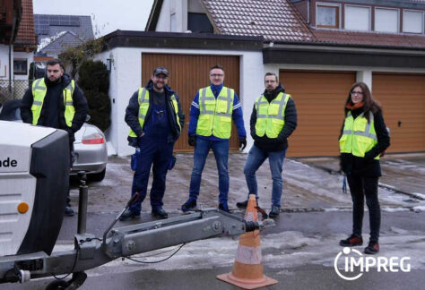 Baustellenbesuch von IMPREG Mitarbeitern bei einer grabenlosen Kanalsanierung in Herrenberg Kuppingen